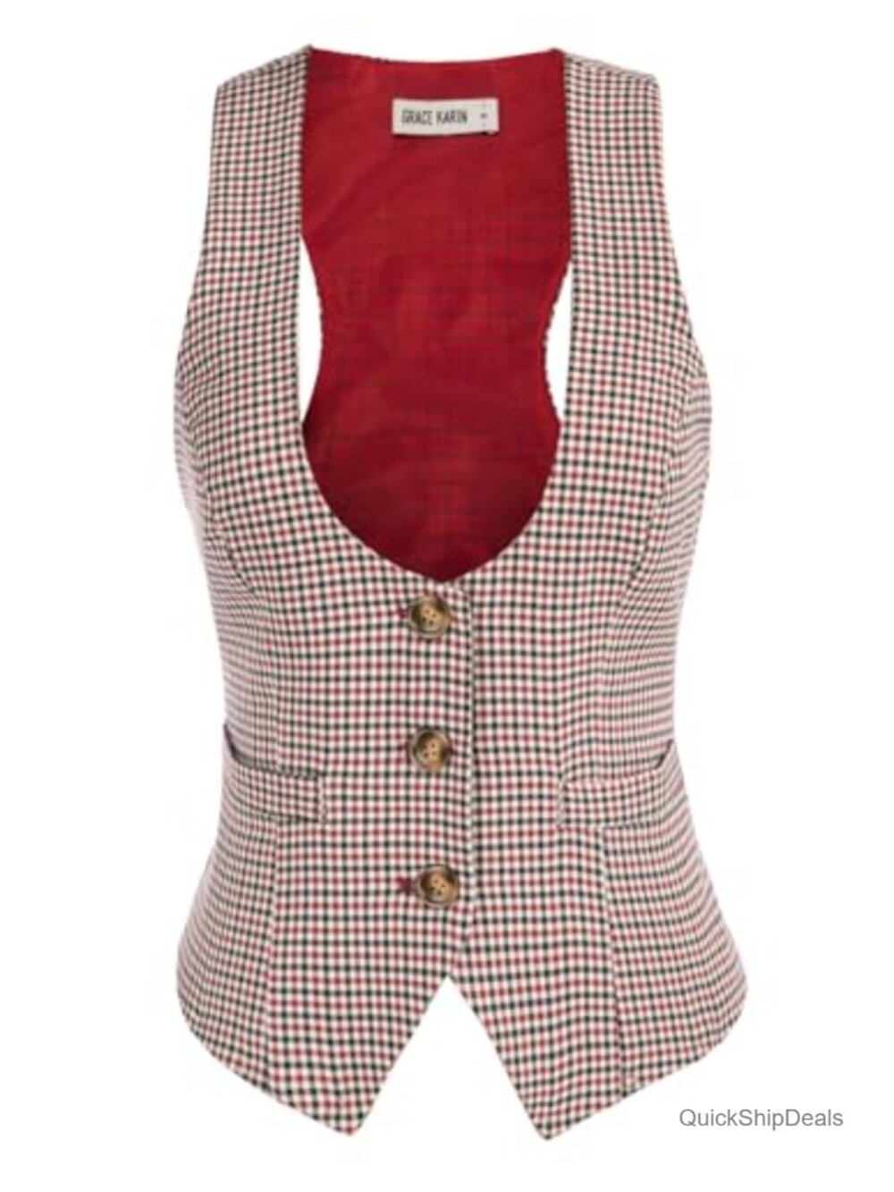 Women's Dressy Casual Sleeveless Button Waistcoat Vest for Office Work
